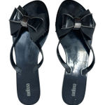 Melissa  Harmonic Bow Flip Flop Thong Sandals Black Size US 9 Photo 0