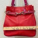 Coach Rare Vintage Authentic  9286 Leather Red-Orange/Pink Hampton Carryall Tote Photo 10