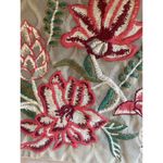 Limelight Embroidered Beige Short Silk Kurti Tunic Dress L Floral Tropical Light Photo 12