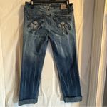 Baby Phat Vintage Retro Y2K Women's Cuffed Crop Jeans Sz 7 Whiskers Embroidered Photo 1