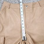 7 For All Mankind Faux Vegan Leather High Rise Straight Cargo Pants Tan Small Photo 13