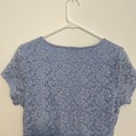 Forever 21 Periwinkle Purple / Blue Floral Lace Short Sleeve Peplum Blouse Top L Photo 8