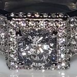Sterling Silver Ring Size 8 Square CZ Diamond Ring Band Photo 9