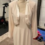 Vintage pale pink bodycon sheath maxi kim kardashian dress leg slit dress jacket Size 10 Photo 4