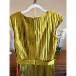 Mac Duggal Pleated Midi Dress Chartreuse Belted V Neck Size 6 NWT Photo 7