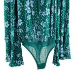 Free People One on One Flare Sleeve Floral Dot Long Sleeve Bodysuit Green Photo 7