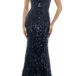 B Darlin  Juniors' Sequined Lace-Up Gown Navy Sz 7/8 NWT Photo 0