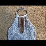 American Age  Acid wash embroidery halter top sz M Photo 13