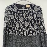 Sézane Sezane Leana Black & White‎ Floral Silk Blend Long Sleeve Shift Mini Dress Sz 38 Photo 2
