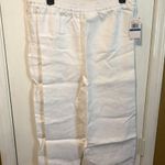 Michael Kors women's size XL double wide leg 100% linen lace bottomed crop pants Photo 1