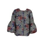 Alfani  Houndstooth Floral‎ Blazer Bubble Balloon Sleeve Metallic Accent Jacket L Photo 3