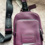 Coach Black Antique NickelDeep Berry Track Pack Calf Leather Crossbody Photo 4