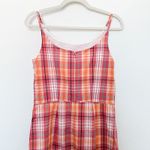 Ann Taylor  Plaid Sundress Red Orange‎ Pink Size 6 Y2K Preppy Retro Summer Vacay Photo 4
