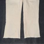 ZARA High Waist Mini Flare Jeans Beige Cream Raw Hem 10 Preppy Boho Patch Pocket Photo 5