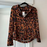 Bebe Nwt  printed utility shirt dornish cat cheetah print blouse button up shirt Photo 0