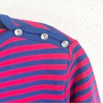 Quacker Factory Striped 3/4 Sleeves Sequin Lobster Shoulder Accents Top Medium Photo 5