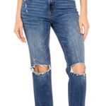 Gap Women’s Dark Denim Girlfriend Jeans Distressed Straight Leg Size 4/27 Photo 0