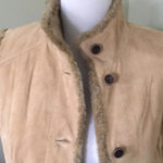 Eddie Bauer Tan SEATTLE SUEDE Faux Fur lined vest, Small, NWOT Photo 2