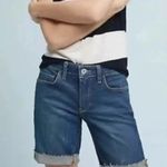 Anthropologie NWT Pilcro By  Mid Rise Slim Denim Shorts Dark Wash Blue Size 27 Photo 1
