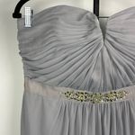 Adrianna Papell  Gray Jeweled‎ Waistband Strapless Flowy Chiffon Mini Dress Photo 4