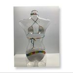 Zuliana white with striped design bikini vintage. Has markings on bikini top. Photo 4