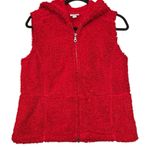 J.Jill Cozy Red Hooded Zip Vest | Women’s Size M Textured Fleece Layering Piece Photo 0