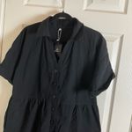 DEEP SELF Women's Short Sleeve Button Down Shorts Rompers V Neck size large Black Photo 3