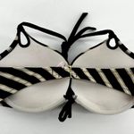 Victoria's Secret  Push Up Bra Bikini Top Halter Striped Black Cream 34DD Photo 3