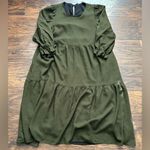 ZARA  Elegant Olive Green Long Sleeve Dress large Photo 0