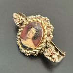 Vintage Unsigned Victorian Lady Portrait Cameo Scarf Clip 9g. Gold Photo 3