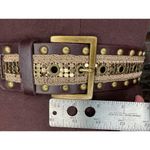 belt y2k leather studded crochet boho brown brass Photo 2