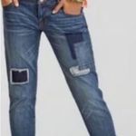 CAbi Womens Dark Wash Low Rise Patch Work Slim Boyfriend Jeans 4 Photo 1