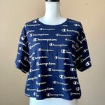 Champion  | Navy Blue Logo Boxy Crop Top Sz XL Photo 1