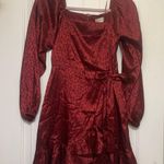 Altar'd State Burgundy and red  mini dress with a wrap tie Photo 0