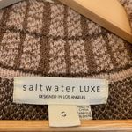 Saltwater Luxe  Tan Brown Plaid Neutral Lorelei Long Duster Cardigan Jacket Small Photo 3