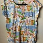 Cynthia Rowley 100% Linen Italian Villa Tee Top Cap Sleeves Blouse Size Medium Photo 0