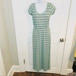Derek Heart Stripe Cutout Back Maxi T-Shirt Dress Mint Green Gray M Photo 2