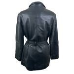 wilson's leather  Vintage Jacket Womens Large Black Full Zip Belted Edgy Chic Photo 2