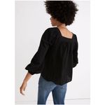 Madewell NWT  Black Square Neck Puff Sleeve Textured Cotton Top XL Boho Chic Photo 1