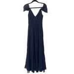 Mikael Aghal Silk Maxi Gown Blue Beaded Prom Formal Event Dress Size 0 Photo 4