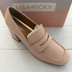 Lisa Vicky Women's Pink Block Heel Loafers Size 10 Photo 0