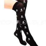 Skull Thigh High Over the Knee Stockings Black Photo 0