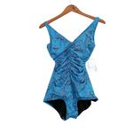 NEW Hydrofinity Chlorine Resistant Leafy Lines One Piece Swimsuit Blue Size 10 Photo 4