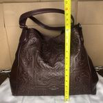 Coach  Oxblood Edie Studded Soft Leather Triple Section Turn Lock Shoulder Bag Photo 8