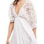 Free People One Dress Bella Note Eyelet Flower Babydoll Whimsical Boho White Photo 0