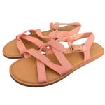 Toms Sicily Crisscross Strappy Sandals Size 8 Pink Coral Metallic Flats Photo 0