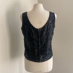 VINTAGE Sequin Tank Womens Sz Large 100% Wool Black Cocktail Photo 5