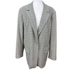 Loft NEW 16 Plaid Check Blazer Jacket Brown Blue Single Button Lined Workwear Photo 3