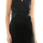 Planet Gold  Womens Black Belt Asymmetric Hem Wrap Sleeveless Dress Juniors SZ L Photo 0