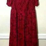 Torrid Womens 1 Smocked Maxi Dress Red Leaf Pattern Babydoll Empire Flowy Photo 0
